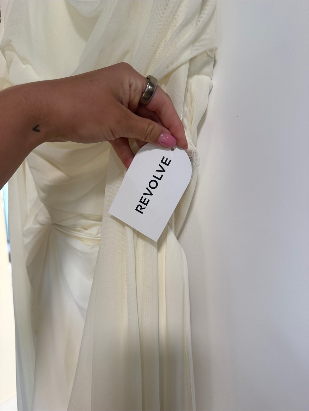 NWT Deme by Gabrielle Cynthia Dress - Elegant One-Shoulder White Draped Gown - Picture 7 of 8